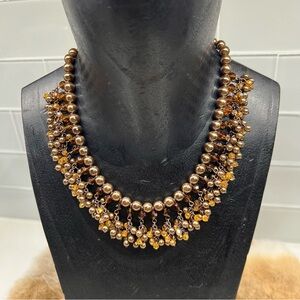 Vintage CAROLEE  Metallic Pearl Beads Collar Choker Necklace Cluster Beads NOS
